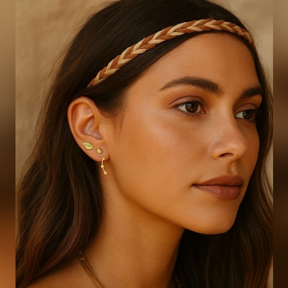 NWT Gemma Simone 14kt Gold Plated Sun Stars Leaf Earrings Set
